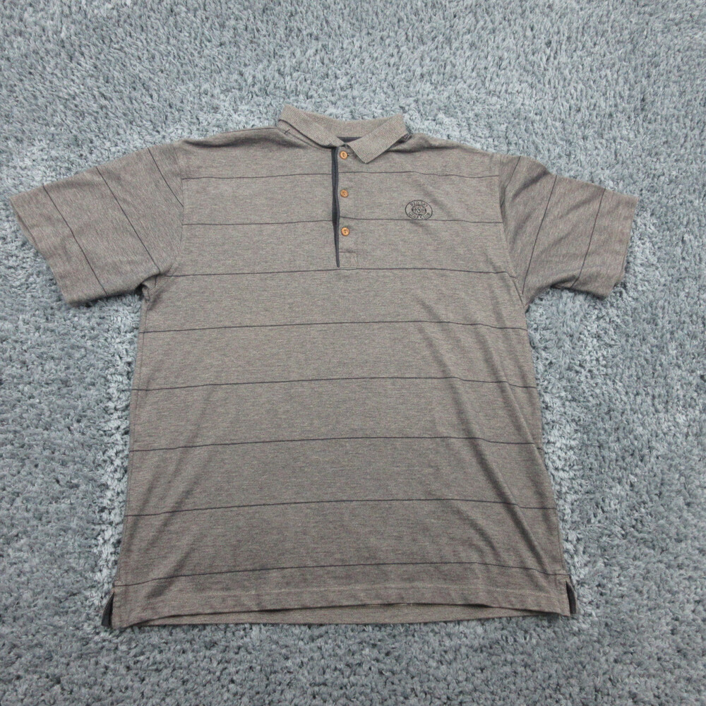 Greg Norman Shirt Mens Extra Large Gray Striped Cotton Short Sleeve Golf Polo